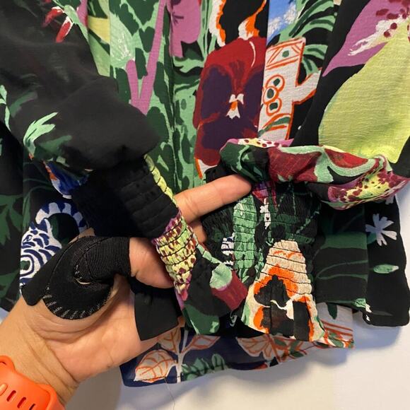 Anthropologie x Lil Sire • Japanese Art Floral Blouse in Black XS - Picture 3 of 4